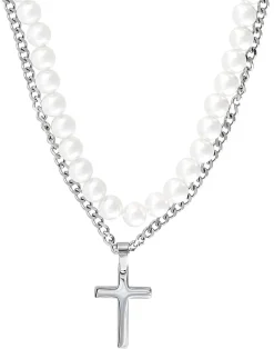 Herren Layering Kette - White Pearls