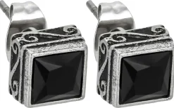 Herren Ohrstecker - Black Steel