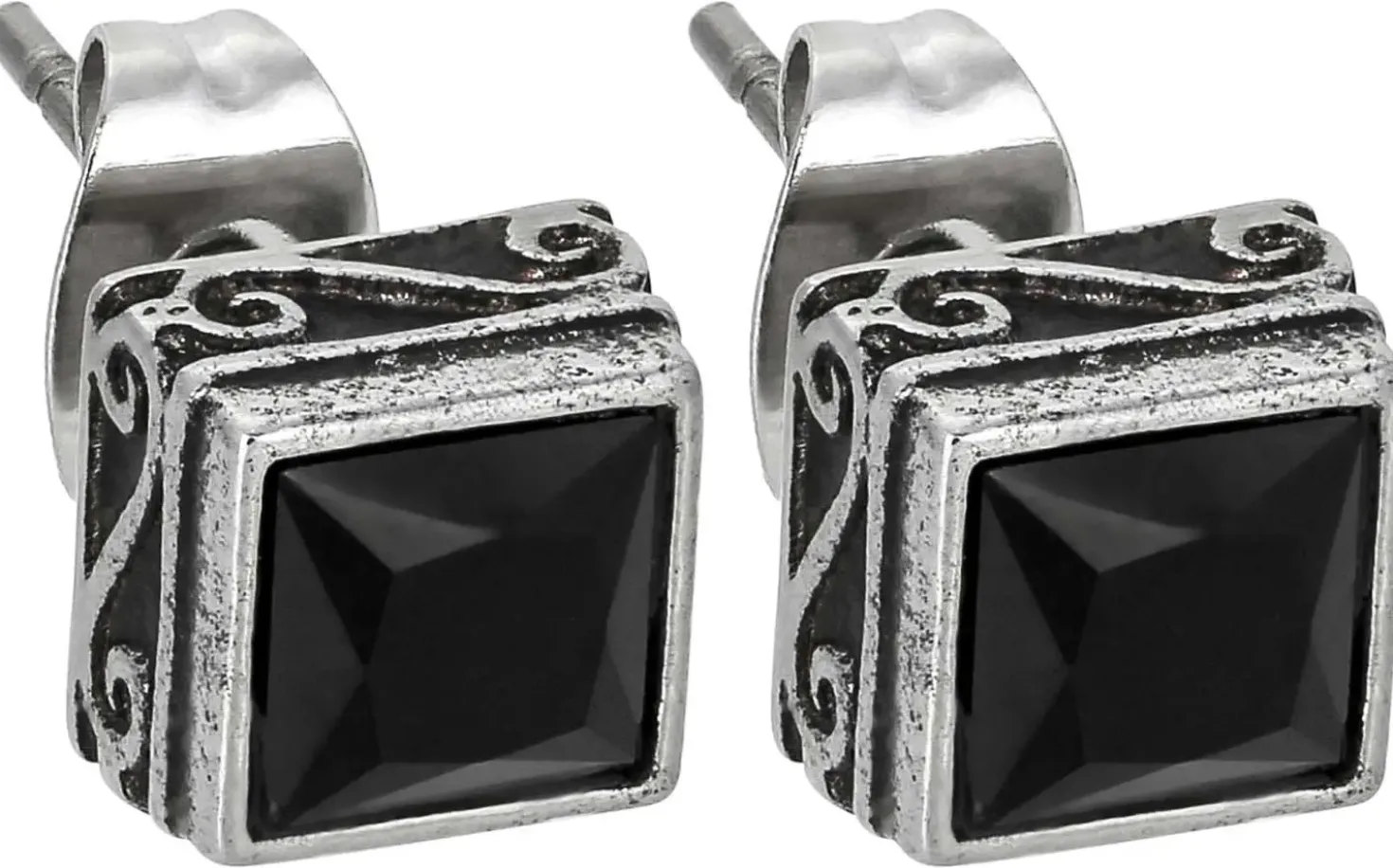 Herren Ohrstecker - Black Steel