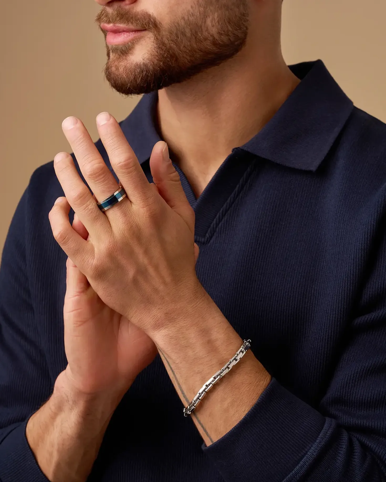 Herren Ring - Blue Glow