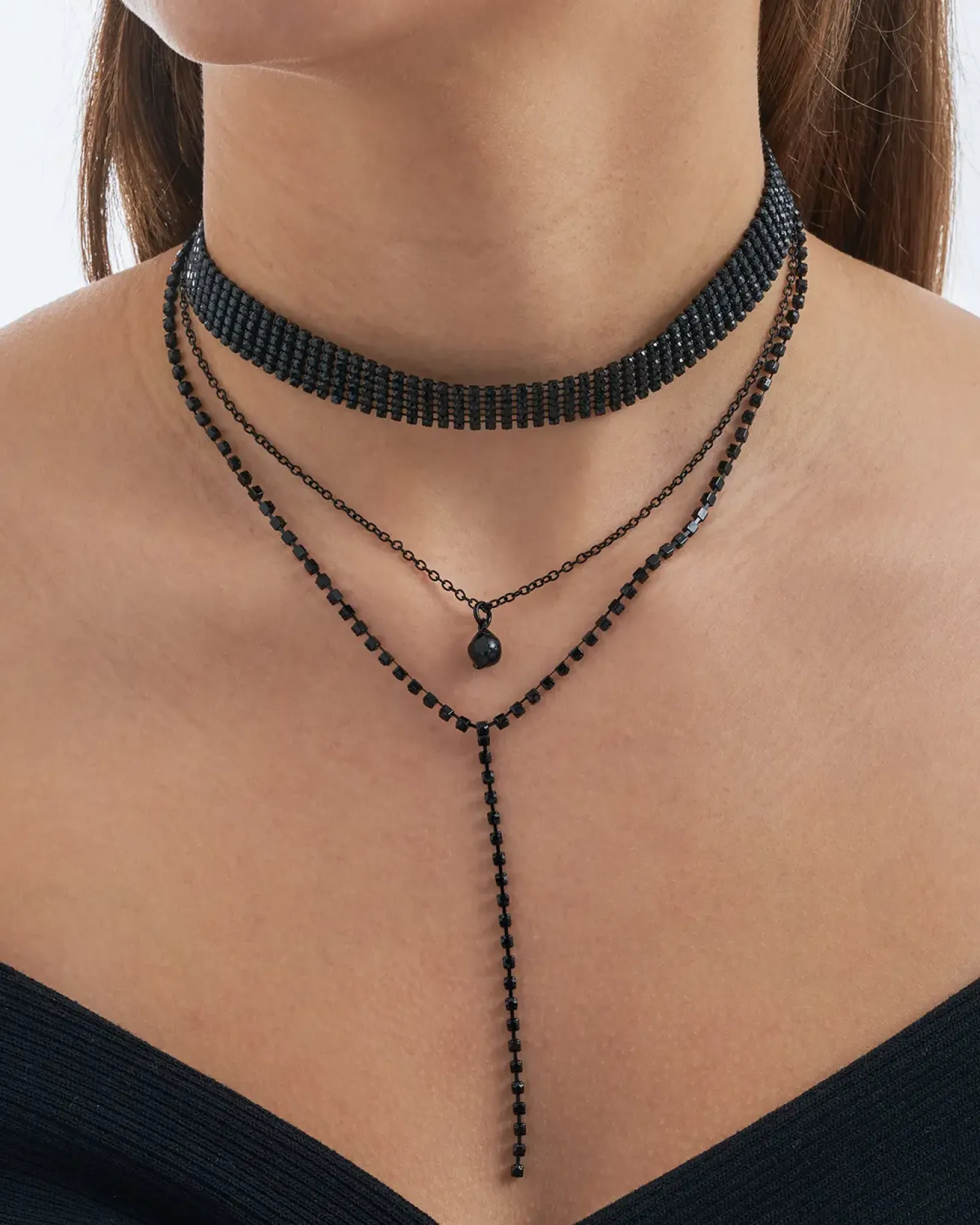 Layering Kette - Black Glamour