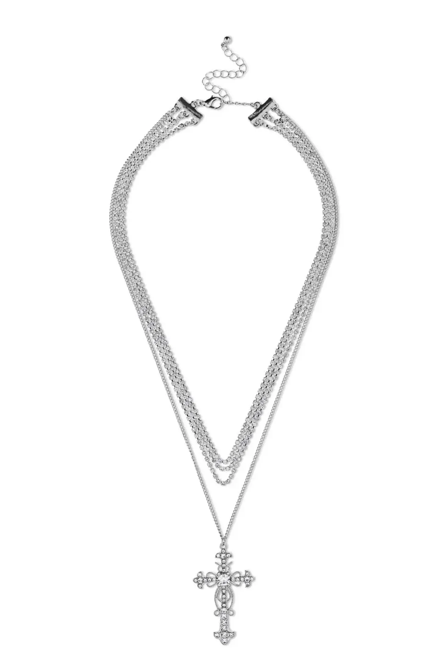 Layering Kette - Rhinestone Cross