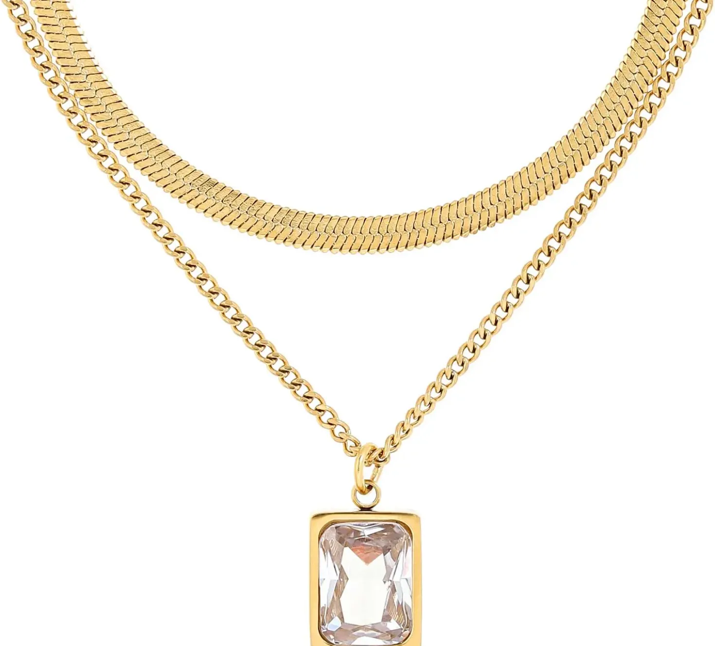 Layering Kette - Steel Rectangle