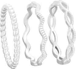 Ring Set - Silver Waves