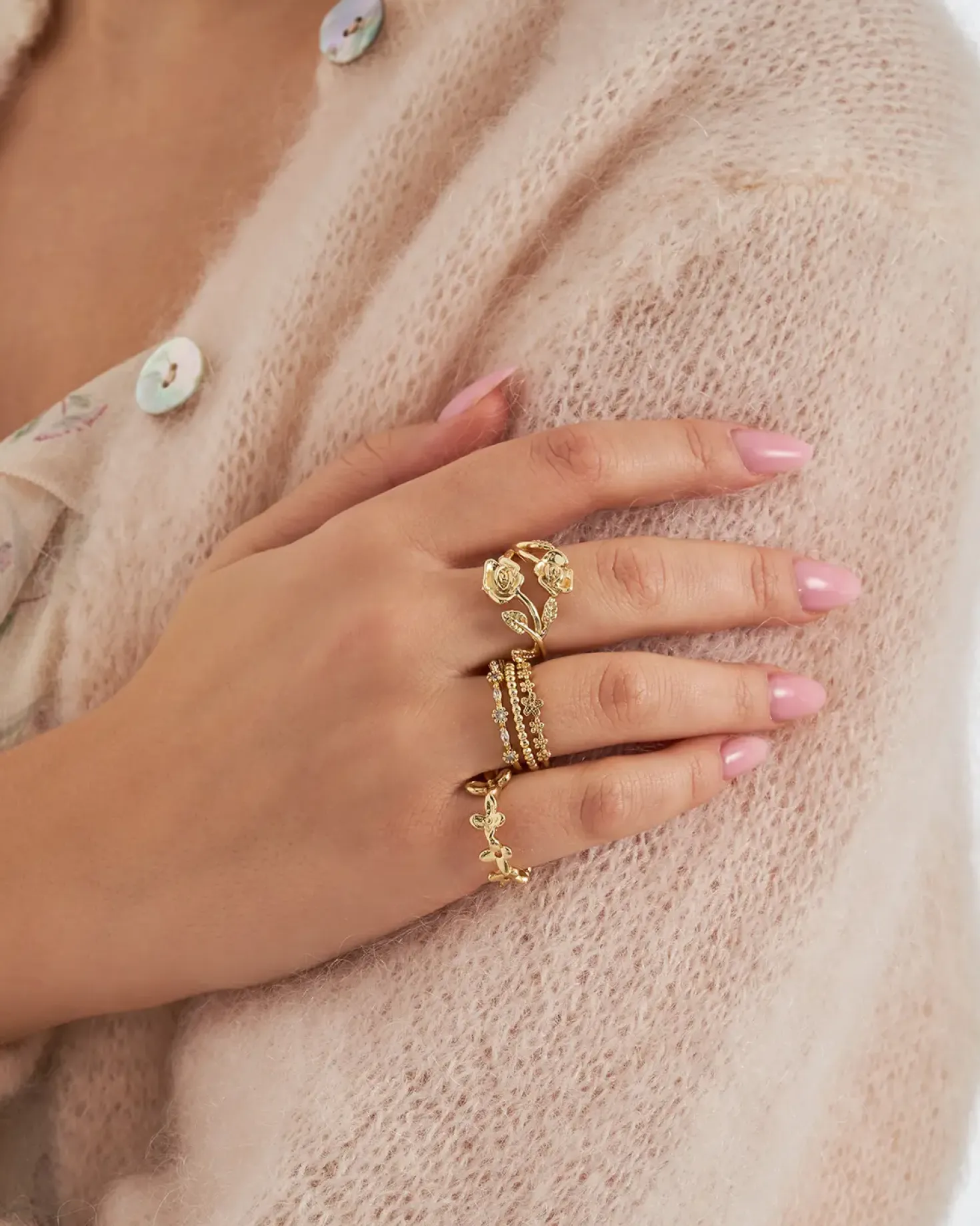 Ring-Set - Golden Rose